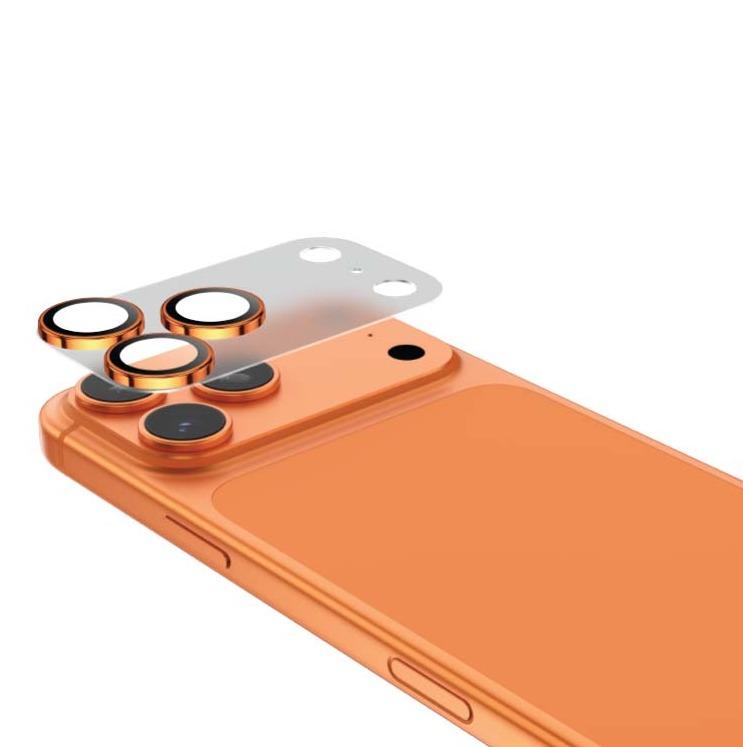 باقة آيفون 17 برو ماكس البرتقالي: كفر شوك آرمور + واقي عدسة تغطية كاملة | iPhone 17 Pro Max Orange Bundle: Shock Armor Case + Full Cover Lens Guard