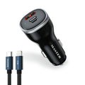 شاحن سيارة ماستر 78 واط ثلاثة منافذ سي وإيه ولايتننج - أسود | Master 78W 3-Port Car Charger USB-C PD30W PPS33W + USB-A QC45W + Lightning PD Fast Charging - Black