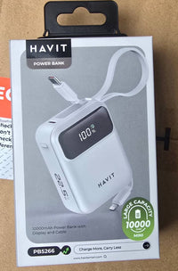 باور بانك هافيت PB5266 بسعة 10000mAh وكابل Lightning | HAVIT PB5266 Power Bank