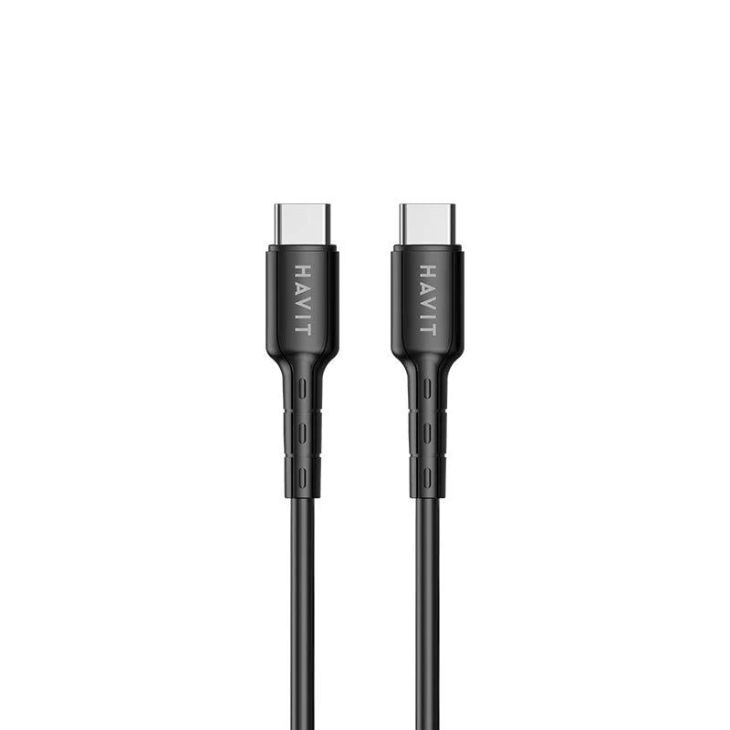 كيبل هافيت CB6235 تايب سي الى تايب سي بقدرة شحن 60 واط وبطول 1 متر | Havit CB6235 USB-C to USB-C Cable – 60W Fast Charging 1m