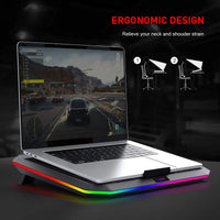 قاعدة تبريد لابتوب هافيت F2076 مع إضائة RGB - اسود | Havit F2076 Laptop Cooling Stand with RGB Lighting - Black