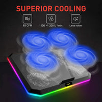 قاعدة تبريد لابتوب هافيت F2076 مع إضائة RGB - اسود | Havit F2076 Laptop Cooling Stand with RGB Lighting - Black