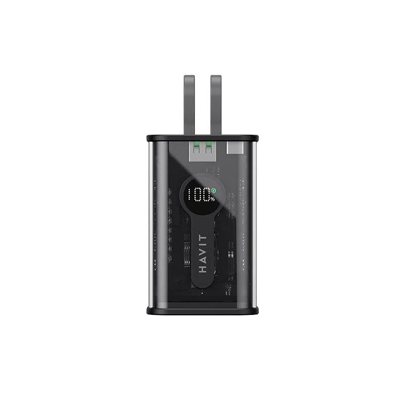 Bankeya Hêzê ya Havit PB94 10,000mAh 20W bi Kabloyên USB-C û LTG yên Çêkirî - Bankeya Hêzê ya Havit 10,000mAh 20W bi Kabloyên USB-C û LTG yên Çêkirî