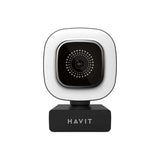 كاميرا ويب هافيت HN25G بدقة 1080p مع إضاءة دائرية ومايكروفون - أسود | Havit HN25G 1080p Webcam with Ring Light & Microphone - Black