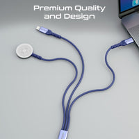 Promate iCharge-Trio Blue 1.5m fabric braided multi-connector cable full length