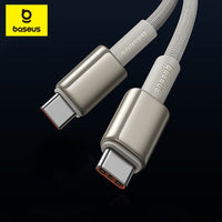 Baseus Tungsten Gold USB-C to USB-C Cable 100W 1m - Navy Blue | كابل تايب سي بيسوس تنجستن جولد شحن سريع 100 واط 1 متر - أزرق