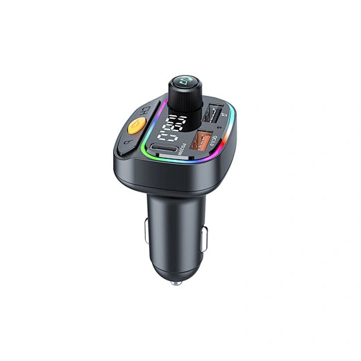 WiWU Wi-QC031 Bluetooth 5.3 Car FM Transmitter with RGB Lights & 38W Fast Charging | شاحن سيارة بلوتوث 5.3 مع إضاءة RGB وشحن سريع 38 واط