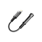 محول Green Lion من Lightning إلى 3.5mm AUX 12cm - أسود | Green Lion Earphone Adapter Lightning to 3.5mm Aux 12cm Black
