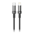كيبل بورودو شفاف الغلاف USB-C إلى Lightning 1.2m - أسود | Porodo Transparent Shell USB-C to Lightning Cable Black