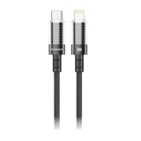 كيبل بورودو شفاف الغلاف USB-C إلى Lightning 1.2m - أسود | Porodo Transparent Shell USB-C to Lightning Cable Black