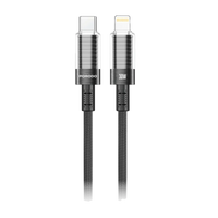 كيبل بورودو شفاف الغلاف USB-C إلى Lightning 1.2m - أسود | Porodo Transparent Shell USB-C to Lightning Cable Black