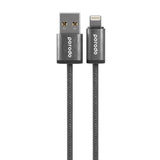 كيبل بورودو المنسوج USB-A إلى Lightning 2.4A 1.2m - أبيض | Porodo Woven 2.4A USB-A to Lightning Cable 1.2M White