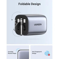 UGREEN Nexode 65W 3-Port PD GaN Fast Charger UK - شاحن يوجرين نيكسود 65 واط 3 منافذ تقنية جان