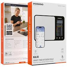 ميزان مطبخ بورودو Lifestyle Kalio الذكي مع شريط قياس وحاسبة تغذية - فضي | Porodo Lifestyle Kalio Smart Food Kitchen Scale Measuring Tape Nutritional Calculator Silver