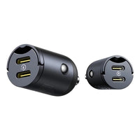 Baseus Tiny Star Car Charger, 30W, 3A, 2 x USB-C, Black | شاحن سيارة بيسوس تايني ستار 30 واط، منفذين USB-C، أسود