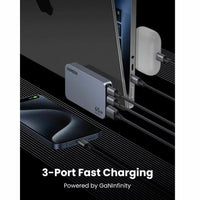 UGREEN USB-A+2×USB-C 65W GaN Tech Ultra-Slim Fast Charger - شاحن يوجرين 65 واط 3 منافذ GaN نحيف جداً