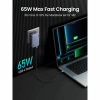 UGREEN USB-A+2×USB-C 65W GaN Tech Ultra-Slim Fast Charger - شاحن يوجرين 65 واط 3 منافذ GaN نحيف جداً