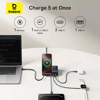 Baseus Nomos QI 5in1 Charging Station 140W - محطة شحن لاسلكي 5 في 1 من بيسوس نوموس 140 واط