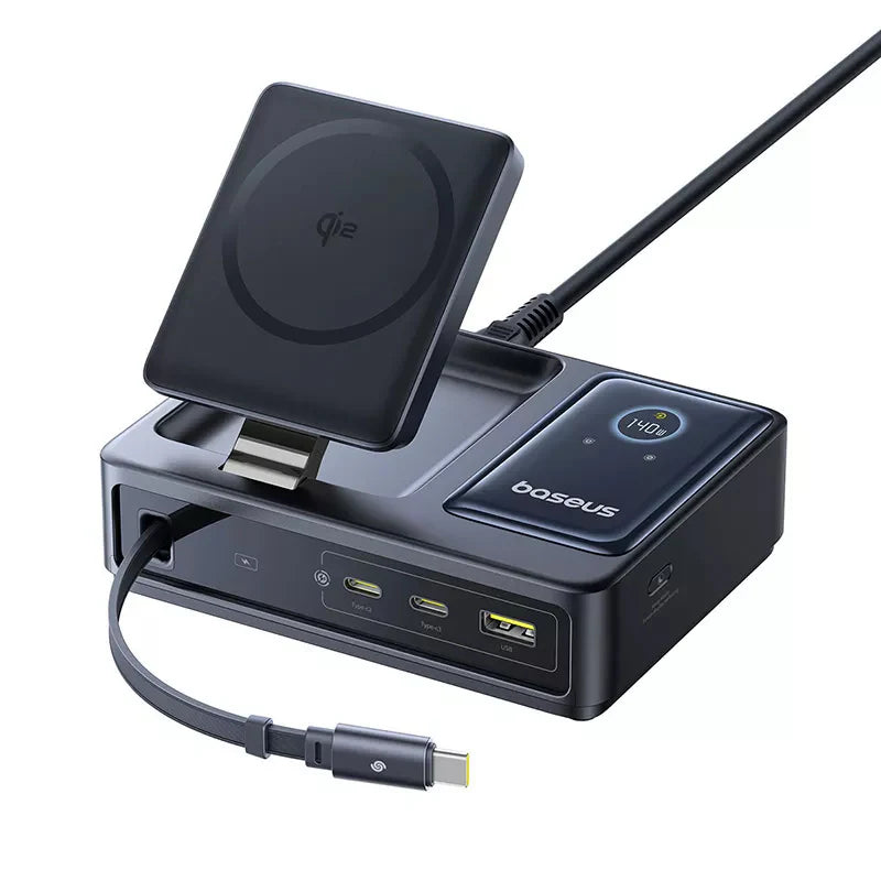 Baseus Nomos QI 5in1 Charging Station 140W - محطة شحن لاسلكي 5 في 1 من بيسوس نوموس 140 واط