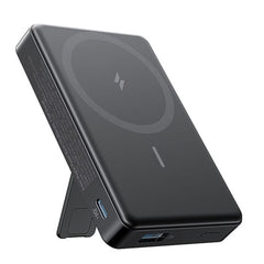 باور بانك انكر ماج جو المغناطيسي بسعة 10,000 مللي امبير مع مسند - اسود | Anker MagGo 10K Power Bank with Magnetic Stand - Black