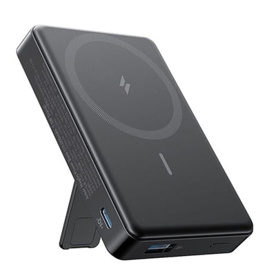 باور بانك انكر ماج جو المغناطيسي بسعة 10,000 مللي امبير مع مسند - اسود | Anker MagGo 10K Power Bank with Magnetic Stand - Black