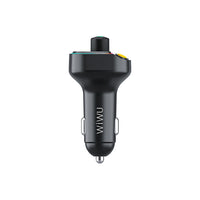WiWU Wi-QC031 Bluetooth 5.3 Car FM Transmitter with RGB Lights & 38W Fast Charging | شاحن سيارة بلوتوث 5.3 مع إضاءة RGB وشحن سريع 38 واط