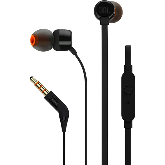 JBL T110 In-Ear Headphones with Pure Bass Sound & Mic – Wired 3.5mm | سماعات جي بي ال T110 داخل الاذن بصوت بيس نقي ومايكروفون - سلكية 3.5 ملم