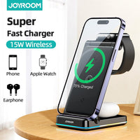 JOYROOM JR-WQN01 Îstasyona Şarjkirina Magnetîk a 3-di-1 de ji bo Telefon, Saet û Guhguhkan - Reş
