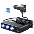 موزع ولاعة سيارة جويرووم بقدرة 210 واط مع 3 مقابس و6 منافذ - اسود | JOYROOM JR-CL06 210W Car Cigarette Lighter Adapter with 3 Sockets &amp; 6 Ports – Black