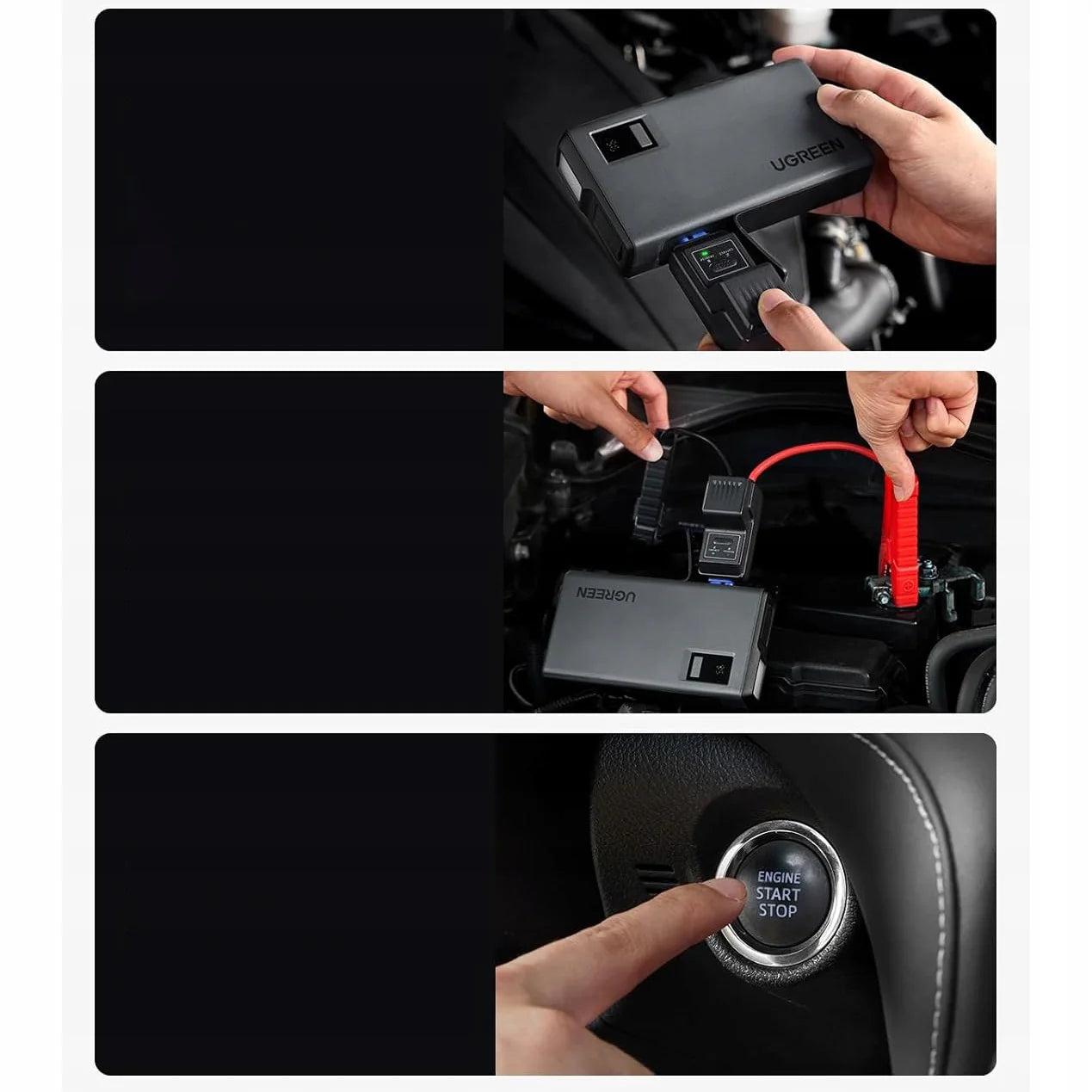 UGREEN Jump Starter Power Pack 1000A Car Battery Booster 12000mAh - جهاز تشغيل السيارة يوجرين 1000 أمبير 12000 مللي أمبير