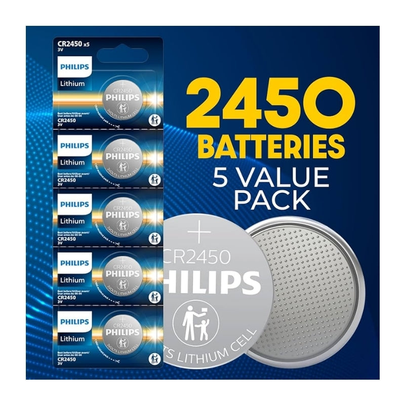 Philips Lithium Coin Battery CR2450 3V Long-Lasting - CR2450P1L | بطارية فيليبس ليثيوم 3 فولت CR2450