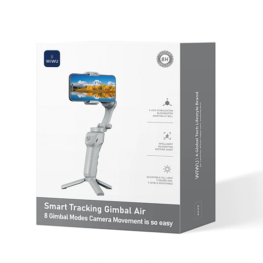 جيمبل ويوو الذكي Wi-SE017 مع تتبع AI وتثبيت 3 محاور وإضاءة | WiWU Smart Tracking Gimbal Air Wi-SE017 with AI Tracking & 3-Axis Stabilization