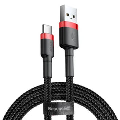 Baseus Cafule USB to USB-C Cable 3A Quick Charge 1m Black | كابل تايب سي بيسوس كافول شحن سريع 3 أمبير 1 متر - أسود