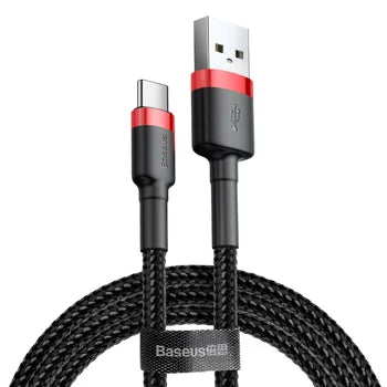 Baseus Cafule USB to USB-C Cable 3A Quick Charge 1m Black | كابل تايب سي بيسوس كافول شحن سريع 3 أمبير 1 متر - أسود