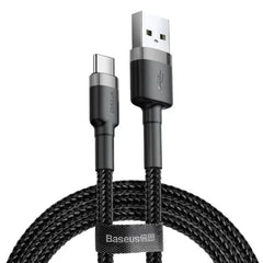 Baseus Cafule USB to USB-C Cable 3A Quick Charge 1m Black | كابل تايب سي بيسوس كافول شحن سريع 3 أمبير 1 متر - أسود