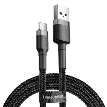 Baseus Cafule USB to USB-C Cable 3A Quick Charge 1m Black | كابل تايب سي بيسوس كافول شحن سريع 3 أمبير 1 متر - أسود