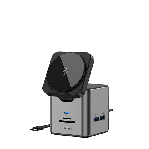 دوكينج ستيشن ويوو Wi-W025 9في1 مع شحن لاسلكي 15W وPD 100W | WiWU 9 in 1 Docking Station Wi-W025 with 15W Wireless Charging & PD 100W