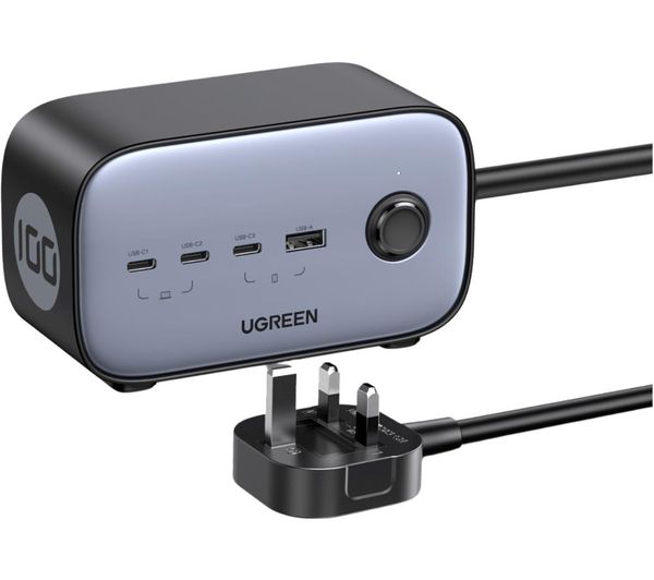 شاحن UGREEN Nexode Power Strip 100W 6 في 1 GaN | UGREEN Nexode Power Strip Charger, 100W 6-in-1 GaN with 4 USB Slots, 2 Way Wall Plug Extender