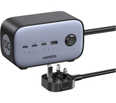 شاحن UGREEN Nexode Power Strip 100W 6 في 1 GaN | UGREEN Nexode Power Strip Charger, 100W 6-in-1 GaN with 4 USB Slots, 2 Way Wall Plug Extender