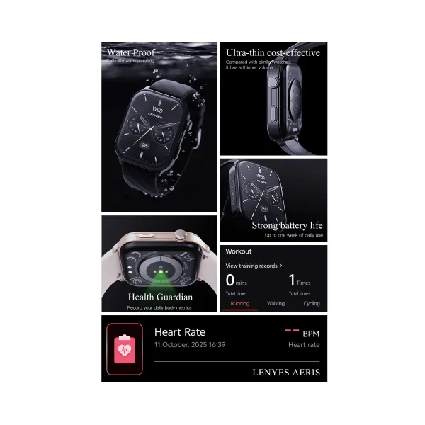 ساعة LENYES الذكية شاشة 2.01 بوصة بطارية 360mAh استعداد 35 يوم GPS مقاومة للماء شحن مغناطيسي | LENYES Smart Watch 2.01 inch 360mAh 35 Days GPS 1ATM Magnetic Charging