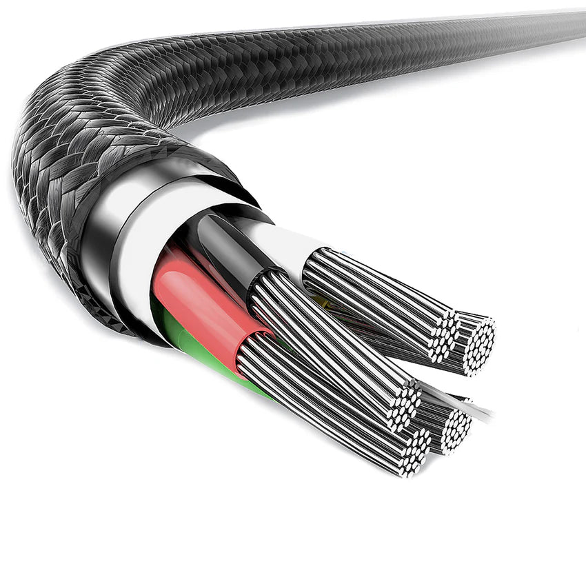 كابل شحن سريع Lenyes LC546 مضفر Type-C إلى Type-C 60W ألومنيوم 1 متر | Lenyes LC546 Braided Type-C to Type-C Fast Charging Cable 60W 1M