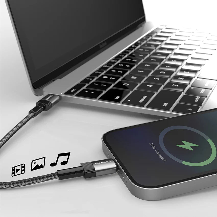 كابل شحن سريع Lenyes LC546 مضفر Type-C إلى Type-C 60W ألومنيوم 1 متر | Lenyes LC546 Braided Type-C to Type-C Fast Charging Cable 60W 1M