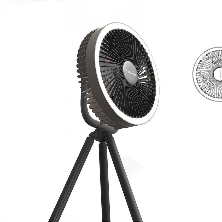 Lenyes LHF11 مروحة تبريد صامتة | 4 سرعات | بطارية 8000mAh | LED | Power Bank | Portable Fan with LED