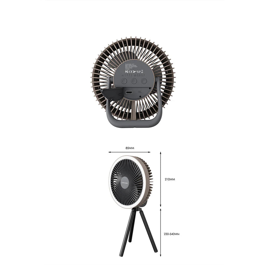 Lenyes LHF11 مروحة تبريد صامتة | 4 سرعات | بطارية 8000mAh | LED | Power Bank | Portable Fan with LED