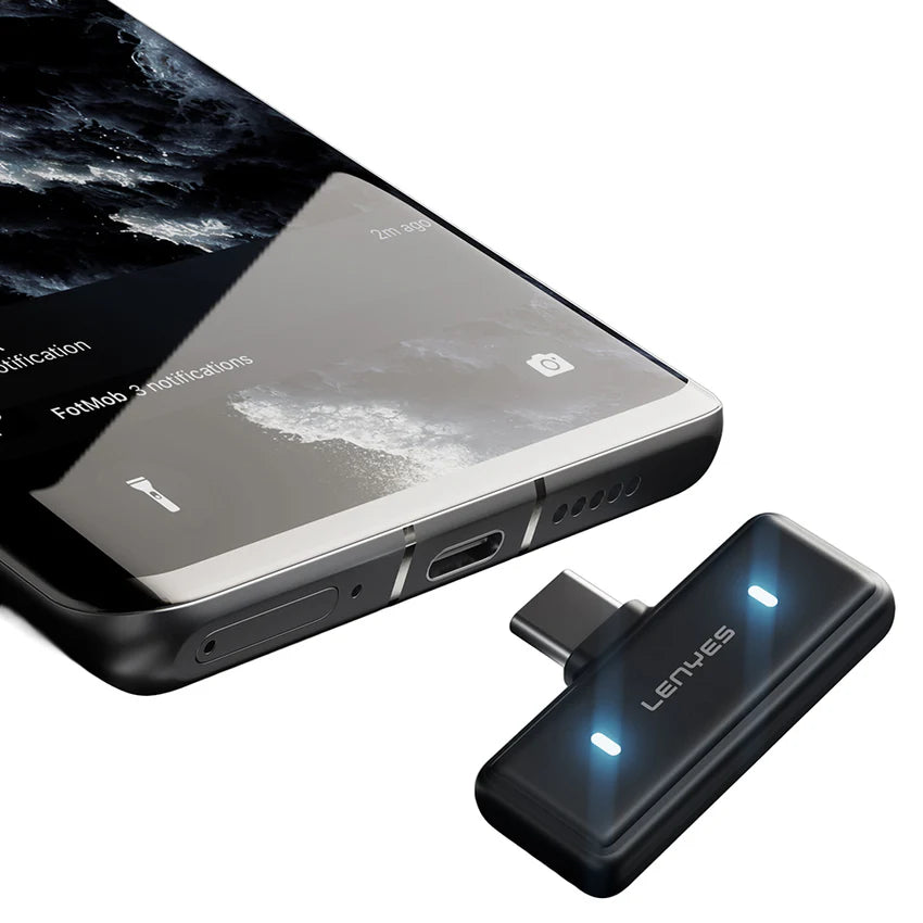 ميكروفون لاسلكي Lenyes LM205 ثنائي Type-C وLightning بإلغاء ضوضاء بالذكاء الاصطناعي 6 ساعات | Lenyes LM205 Dual Wireless Mic Type-C Lightning AI Noise Cancelling 6H