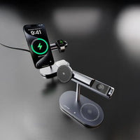 حامل الشحن اللاسلكي Lenyes PW319 Qi2 سريع 15W إضاءة محيطية 3 في 1 | Lenyes PW319 Qi2 15W 3-in-1 Wireless Charging Stand with Ambient Light