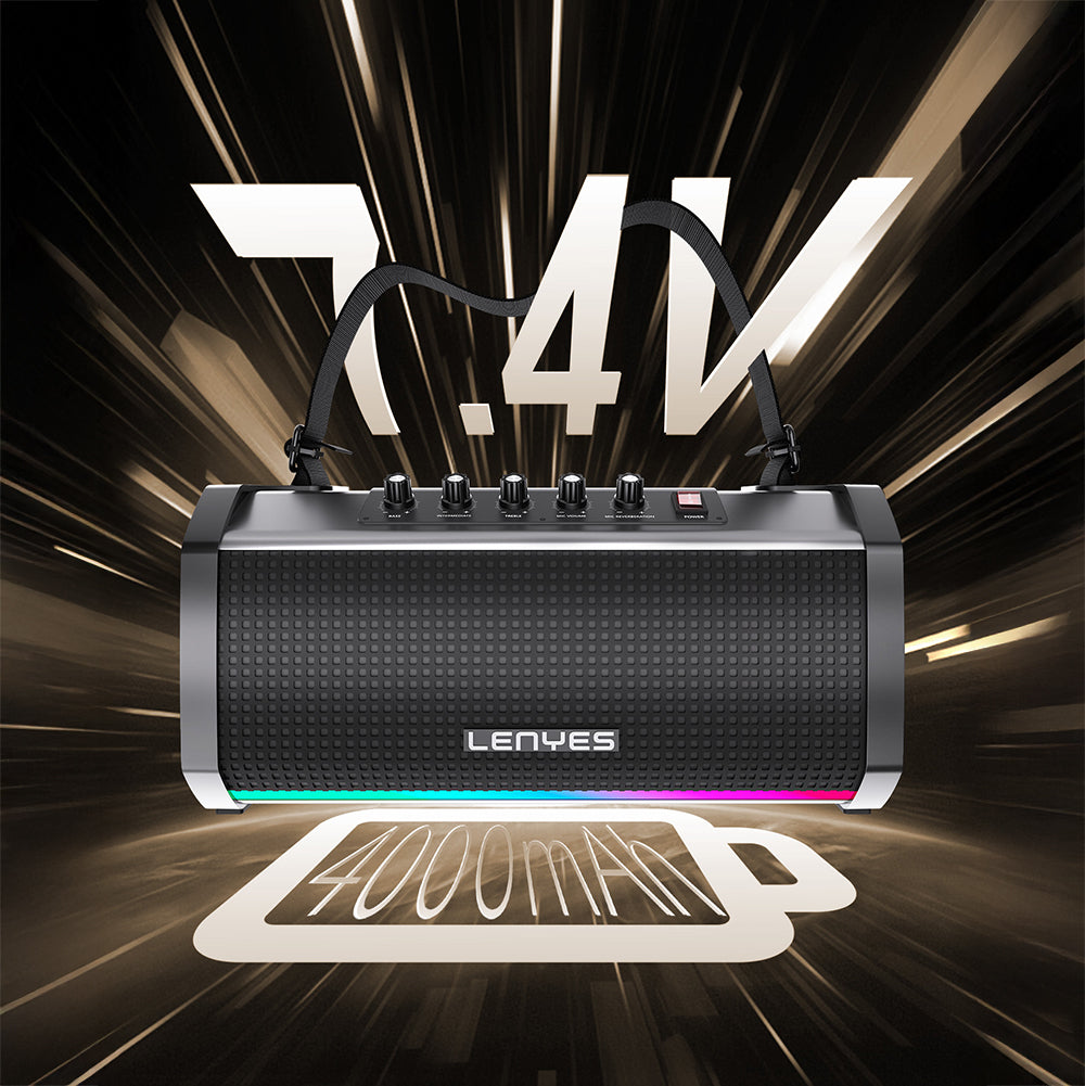 سبيكر LENYES S863 لاسلكي 160 واط مع مايكروفون كاريوكي واضائة RGB - اسود | LENYES S863 Bluetooth Speaker Karaoke 160W Portable Subwoofer Wireless TWS RGB Lighting + Mic - Black