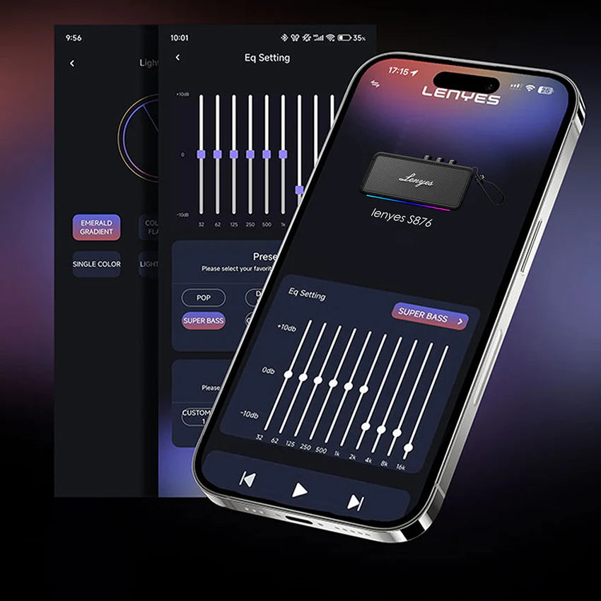 مكبر صوت بلوتوث لاسلكي مقاوم للماء بإضاءة RGB لينيس S876 بقوة 45 واط | Lenyes S876 Supreme 45W RGB Wireless Waterproof Bluetooth Speaker