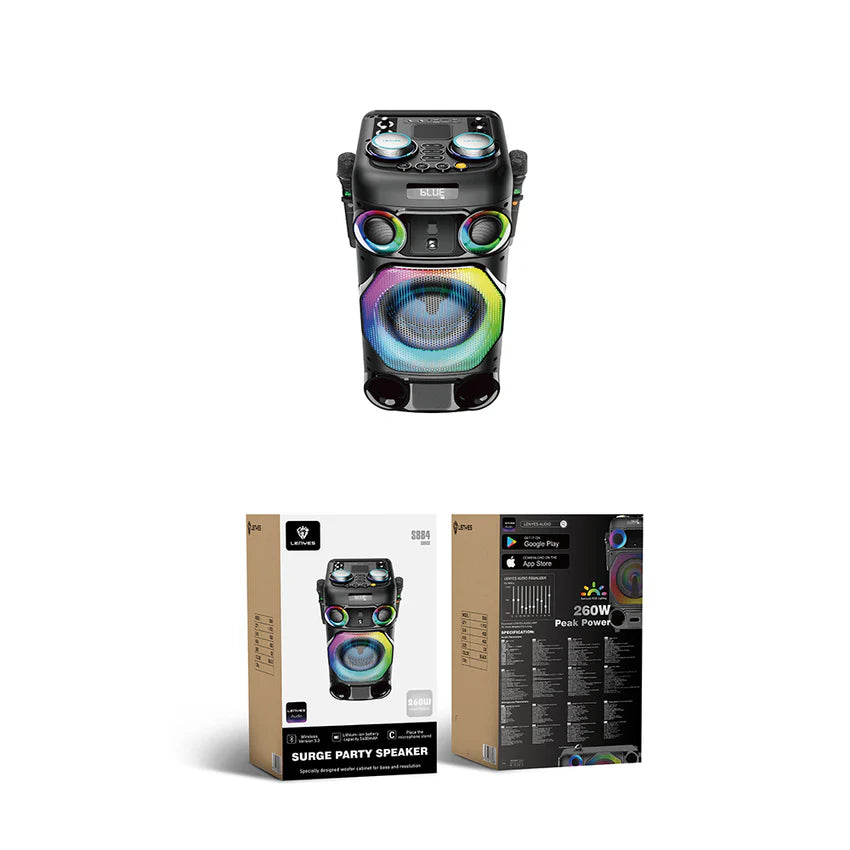 Lenyes S884 مكبر صوت بلوتوث 5.3 | TWS | مايكروفون مزدوج | إضاءة RGB | Wireless Speaker with Dual Mic