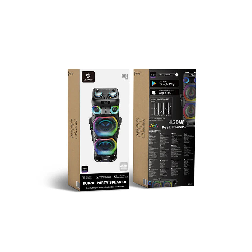 Lenyes S885 مكبر صوت بلوتوث 5.3 | TWS | مايكروفون مزدوج | إضاءة RGB | Wireless Speaker with Dual Mic